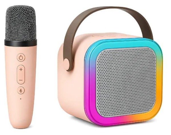 Producto - Parlante Bluetooth Portatil Led Rgb Mini Karaoke Micrófono Color Rosa