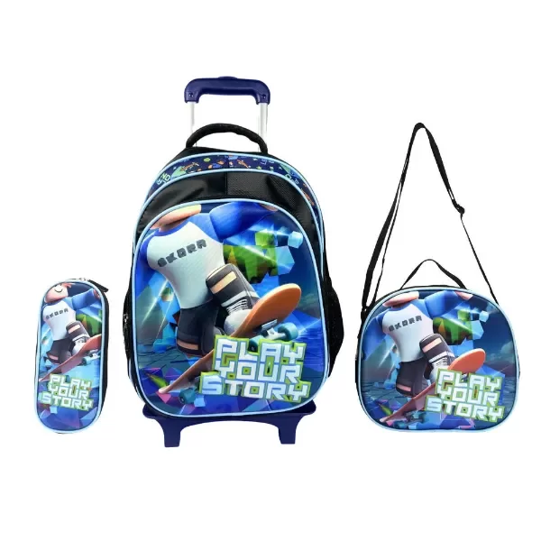 Producto - SET X4: MOCHILA CON CARRO CON LUNCHERA Y CARTUCHERA 16" SKORA 34231