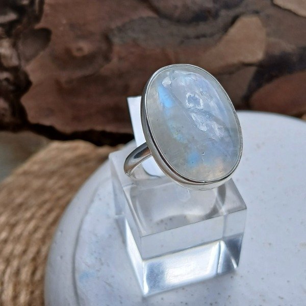 Producto - Anillo Plata 925 piedra de la luna oval - Talle 16