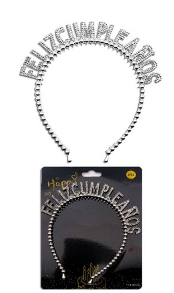 Producto - VINCHA FELIZ CUMPLEAÑOS PERLAS METALIZADA PLATA
