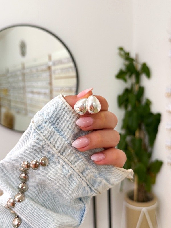 Producto - Aritos acero blanco gota lisa