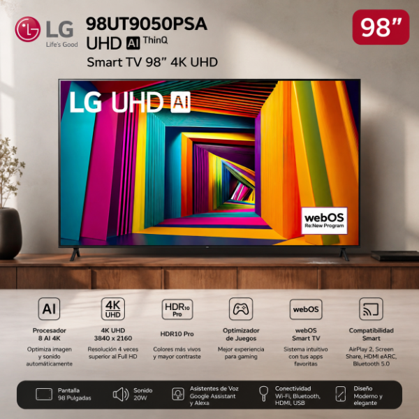 Producto - SMART TV LG 98" UHD AI 4K 98UT9050PSA