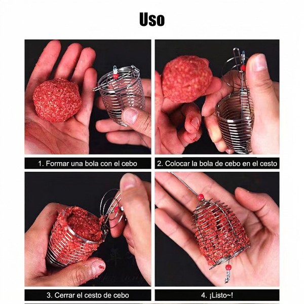 Producto - Linea de Fondo Cestillo Cebador Acero Inoxidable Tamaño S Carpa Boga - 4