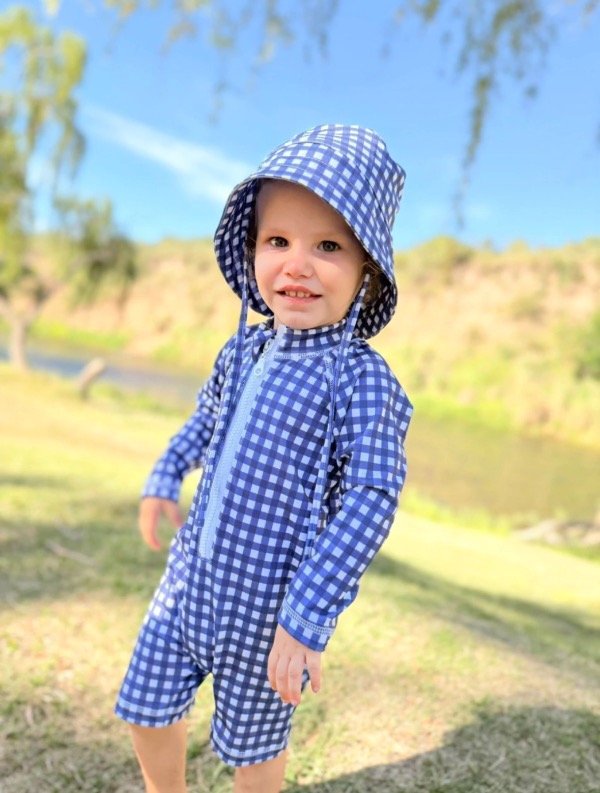 Producto - Enterito UV cuadrille celeste