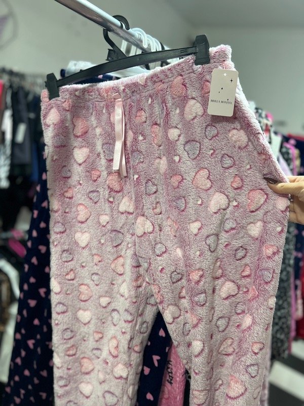 Pant polar rosa corazones