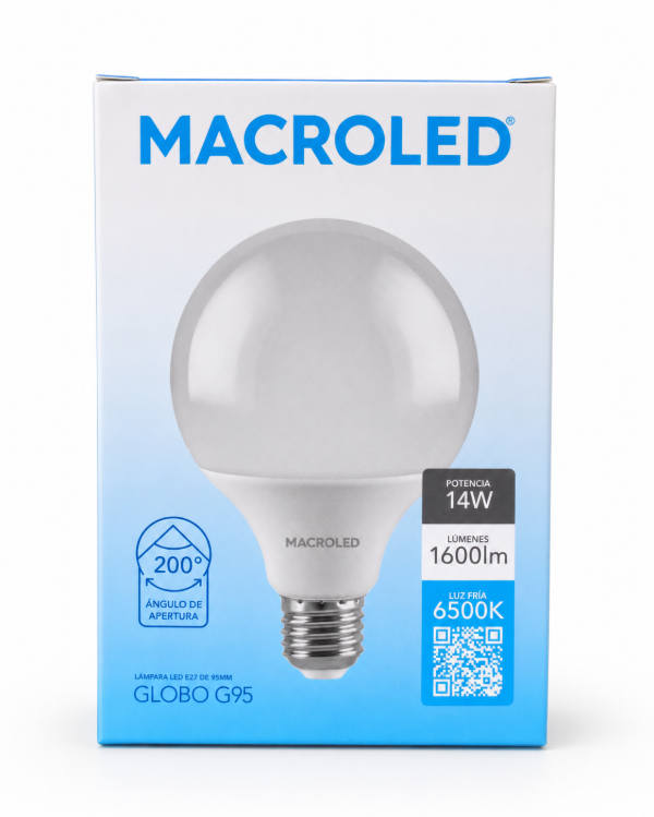 Producto - Lámpara LED Macroled Globo G95 14W  E27  Luz Fría 6500K