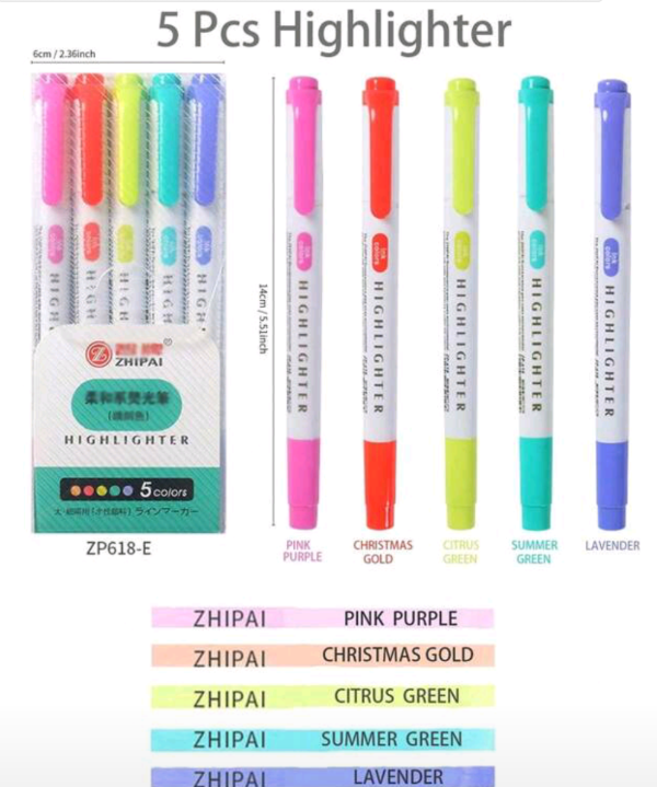 Producto - Set marcadores x 5und "highlighter" doble punta