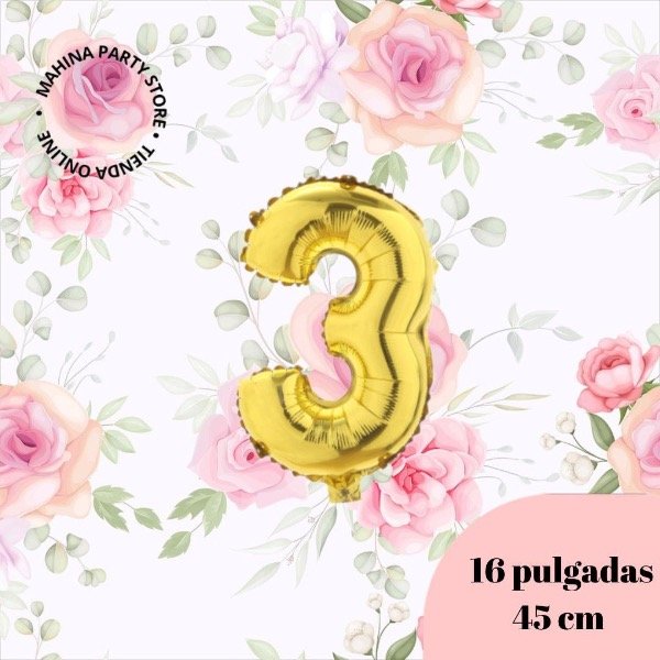 Producto - Globo número 3 dorado 16"