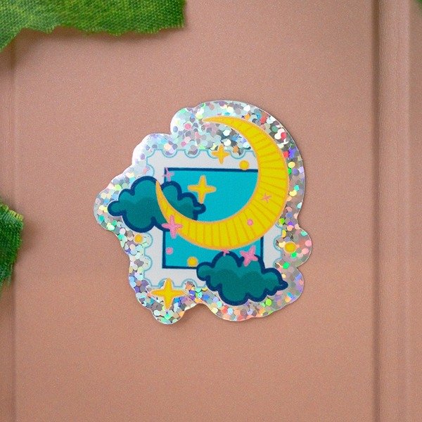 Producto - Sticker Holo. estampilla Luna y nubes inspirada en sailor Moon