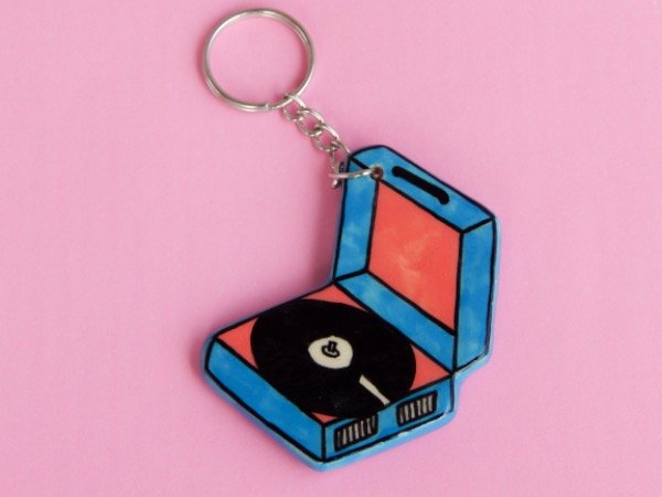 Producto - Llavero tocadiscos celeste