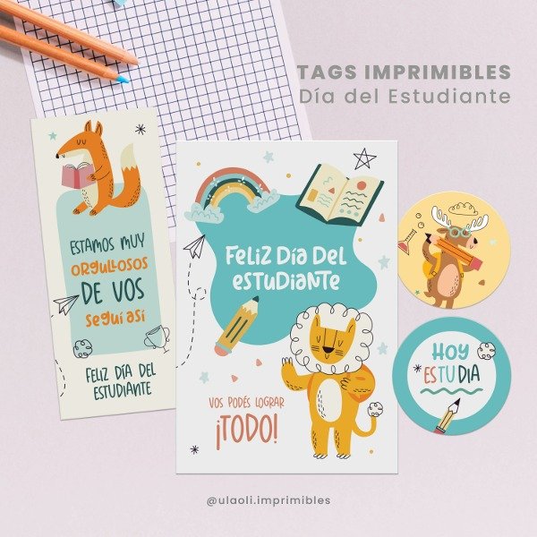 Producto - Tags Imprimibles Día del Estudiante "Hoy es tu día"