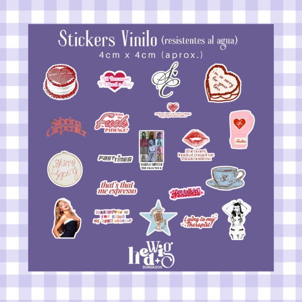 Producto - Pack 20 Stickers Vinilo SABRINA CARPENTER