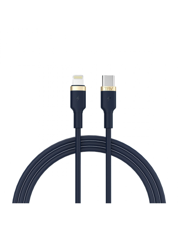 Producto - Cable type-c a lightning -3A -1mts -20W -nylon mallado -blue -TRV (CAB117)