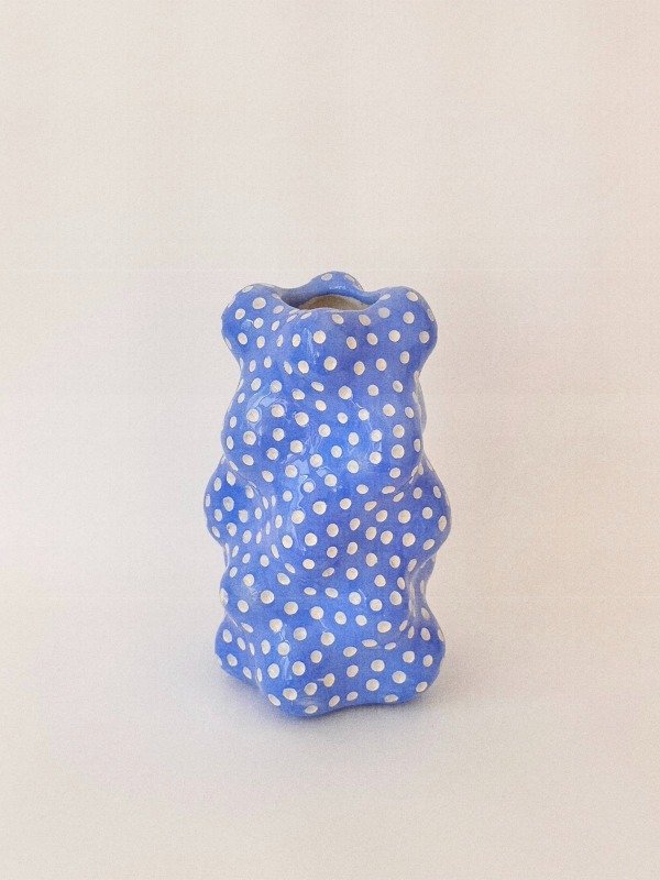 Producto - Florero Lunares Azul x Curva