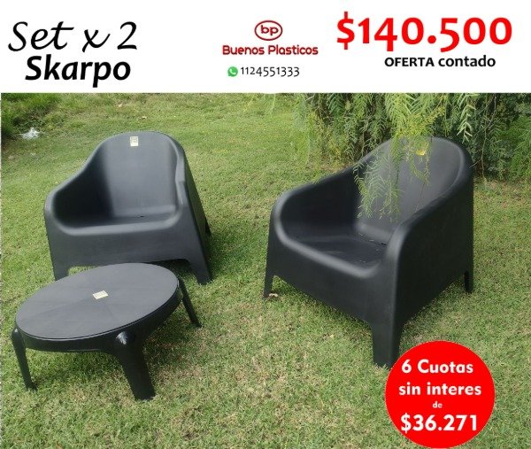 Producto - Set 2 Sillones Skarpo Negro + Mesa
