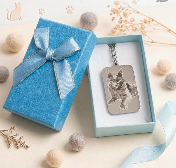 Producto - LLAVERO FOTO GRABADO PERSONALIZADO CON TU GATO C/ CAJA DE REGALO - 2