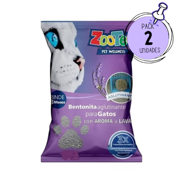 Producto - Arena Aglutinante  Lavanda Bentonita Zootec Pack x 2 Unid de 4 Kg c/u
