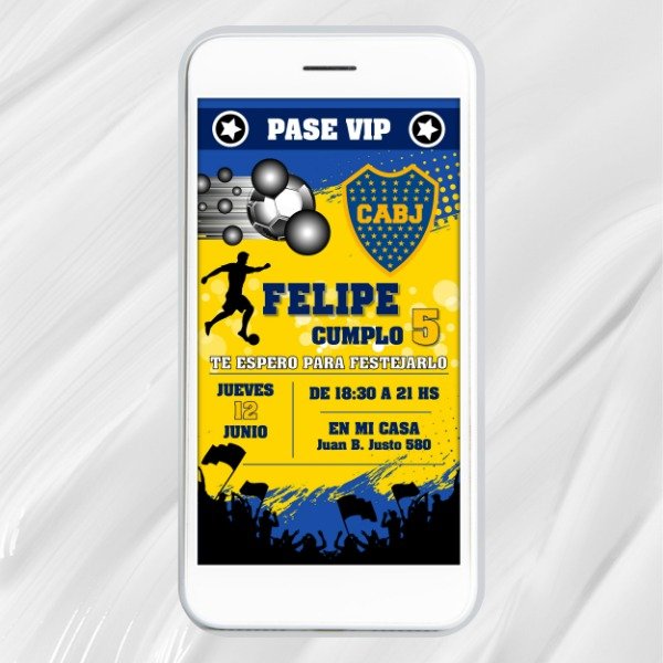 Producto - Invitación Digital Tarjeta Para Personalizar Boca Juniors - 5
