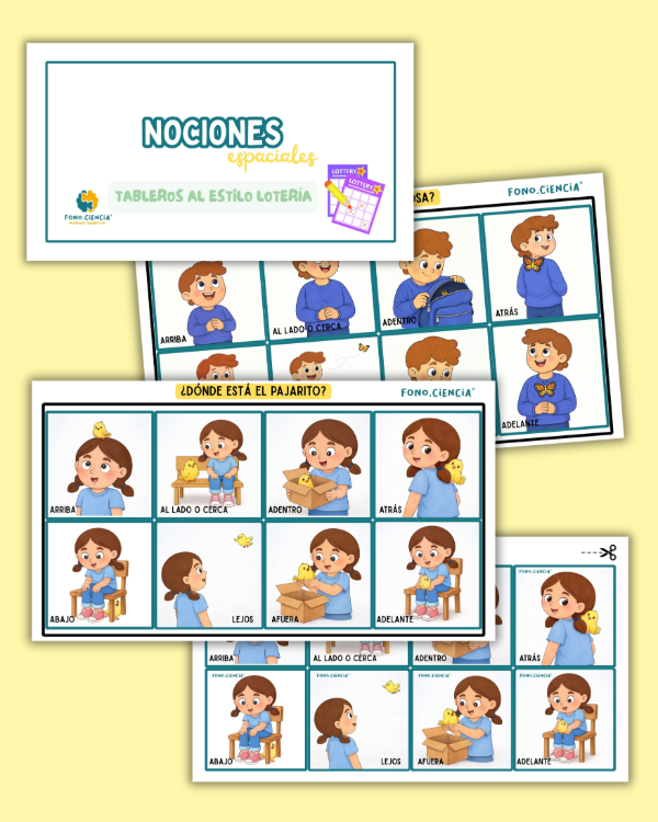Producto - Cartones Lotería Nociones Espaciales Simples