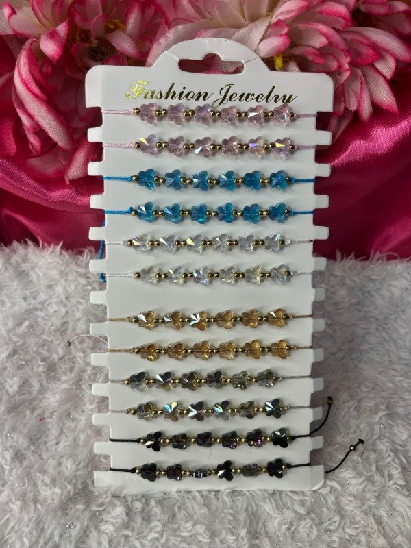 Producto - Pulsera de hilo maripositas perla dorada