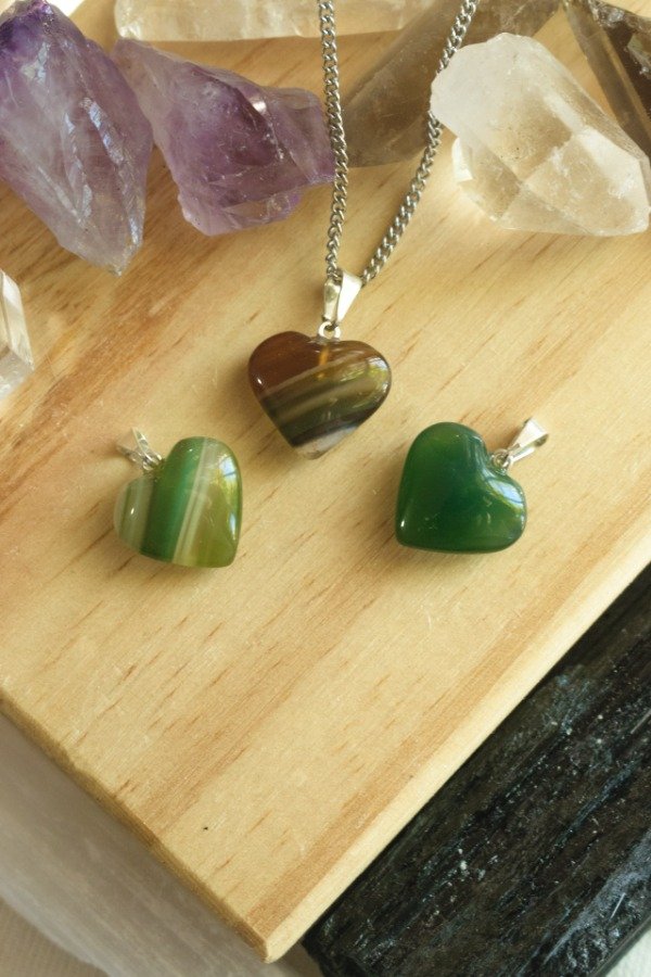 Producto - Dije corazón de Ágata Verde