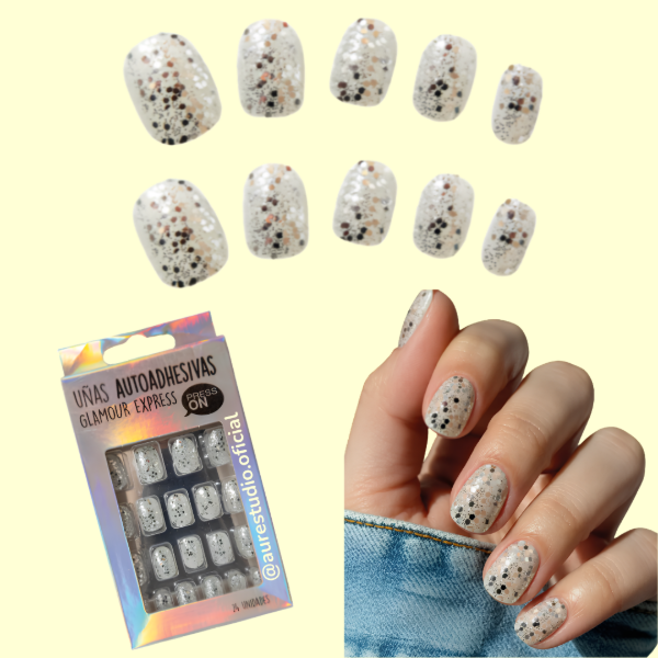 Producto - UÑAS AUTOADHESIVAS SILVER 24 PIEZAS