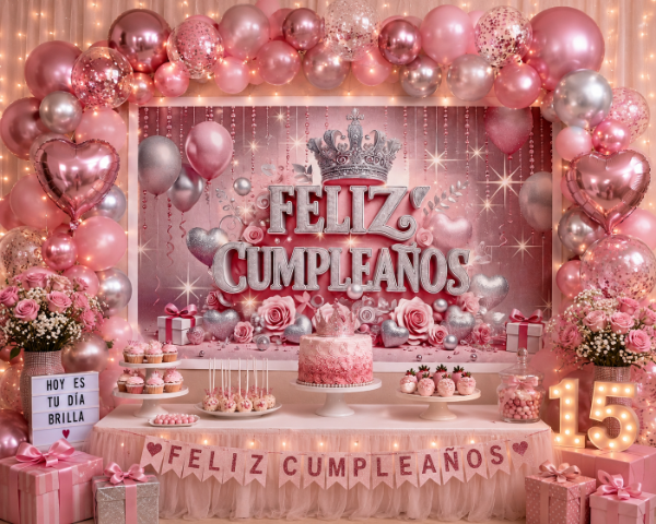 Producto - banner feliz cumpleaños rosa - 1
