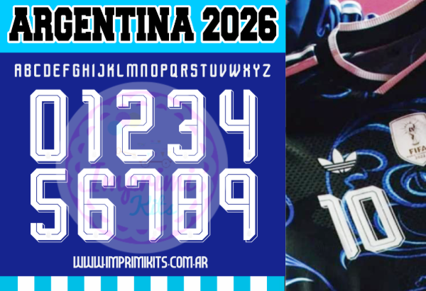 Producto - Tipografia Argentina 2026 Camiseta Suplente Mundial 2026 Messi Ttf Números
