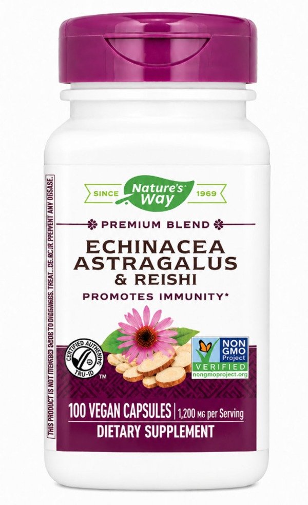 Producto - Natures Ways - Echinacea Astragalus y Reishi  1200mg (por porcion) 100 capsulas