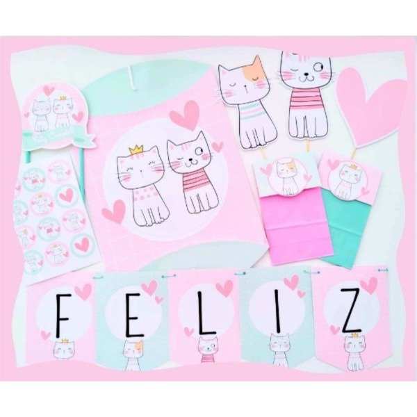 Producto - Banderin Feliz Cumple Gatitos