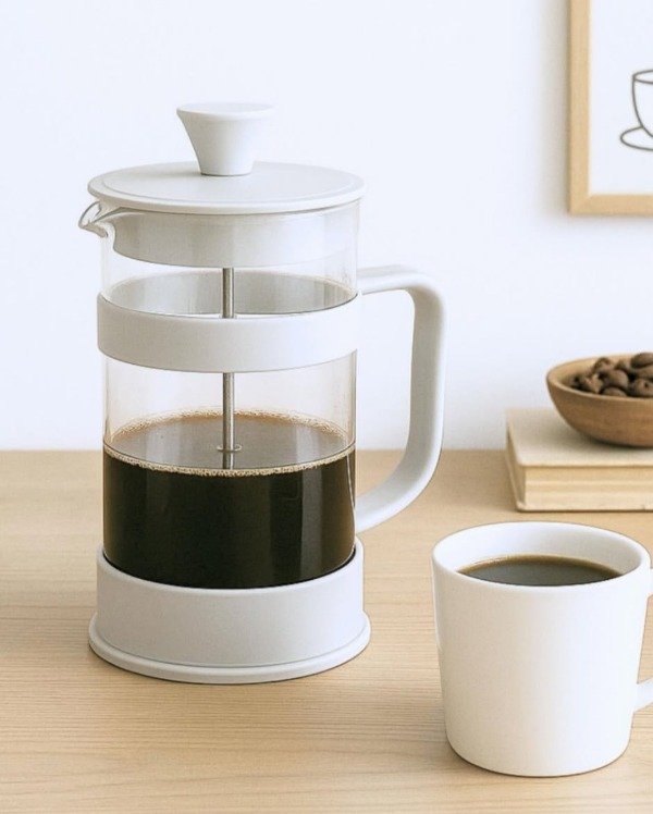 Producto - Cafetera Blanca con émbolo