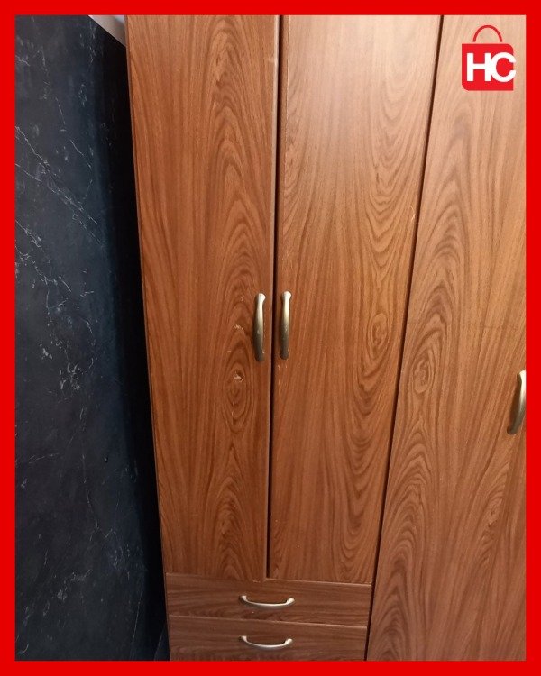 Producto - Placard ropero de 6 puertas y 4 cajones en melamina tono madera - 3