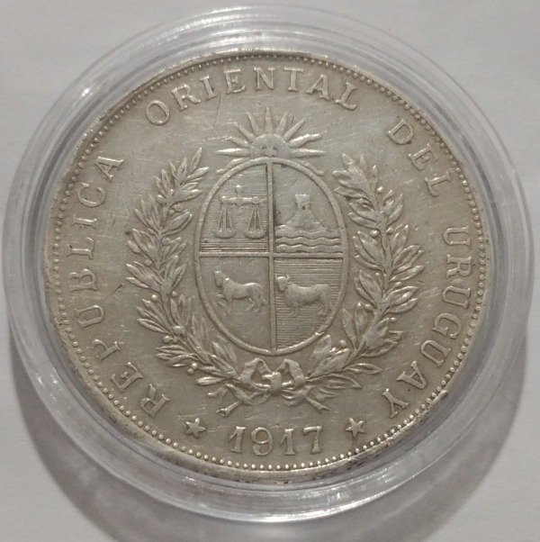 Producto - Uruguay 1 peso 1917 KM# 23. 25 gramos plata 900