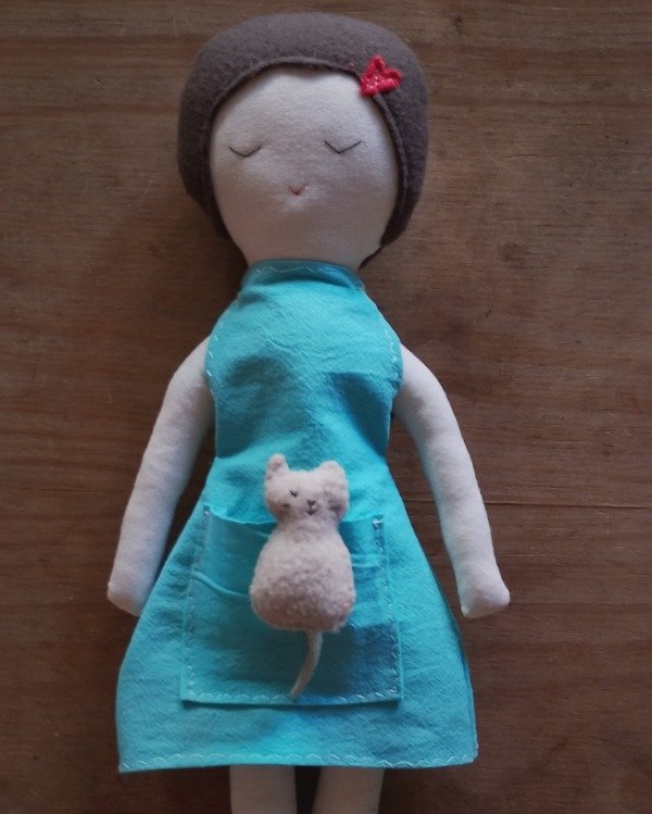 Producto - Maminas c/gatito (vestido turquesa)