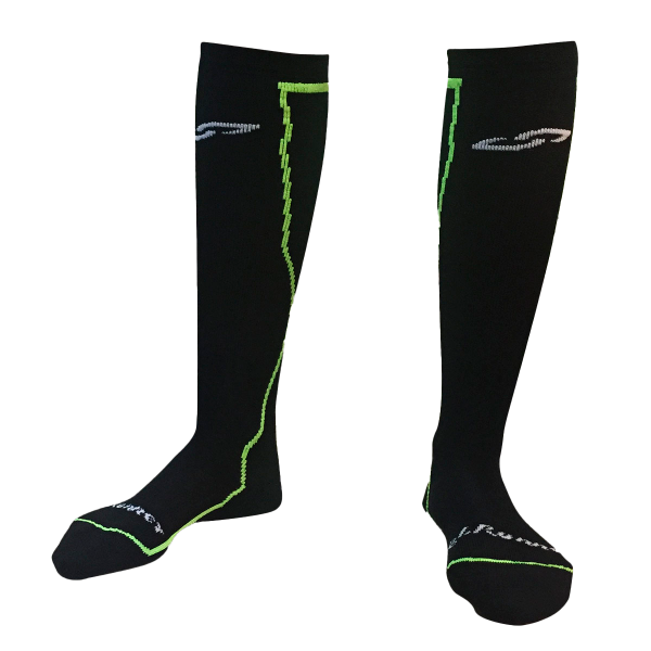 Producto - MEDIAS COMPRESORAS NEGRAS CON AMARILLO FLUO