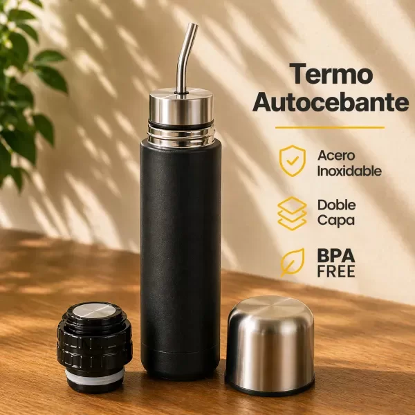 Producto - Mate Autocebante de Acero 500 ml 2 en 1