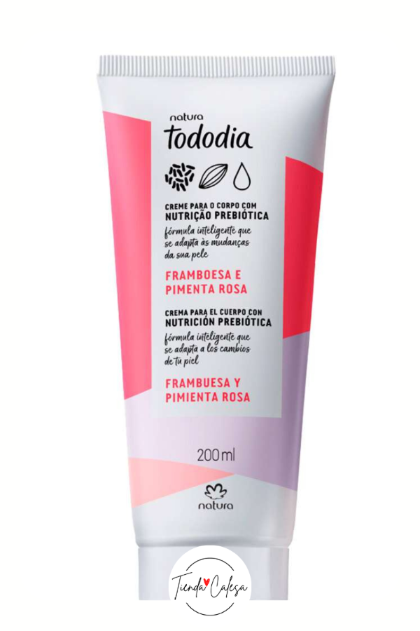 Producto - Tododía - Crema corporal nutritiva - Frambuesa y pimienta rosa - 200 ml
