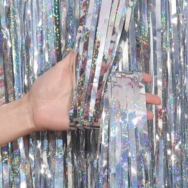 Producto - Cortina lluvia holografica color plata