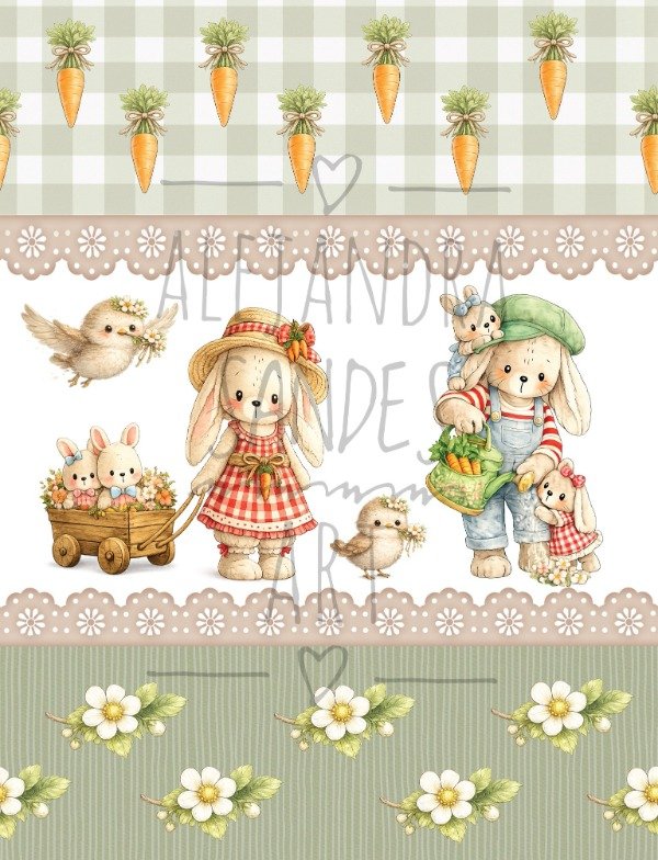 Producto - Tela con guardas de conejitos