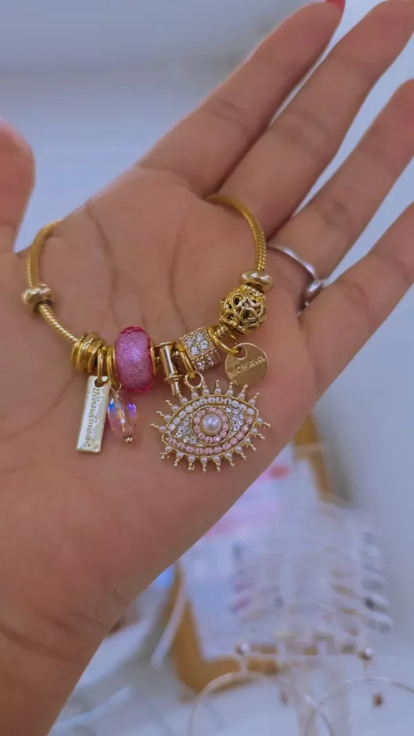 Producto - Pulsera ojo turco rosa AD
