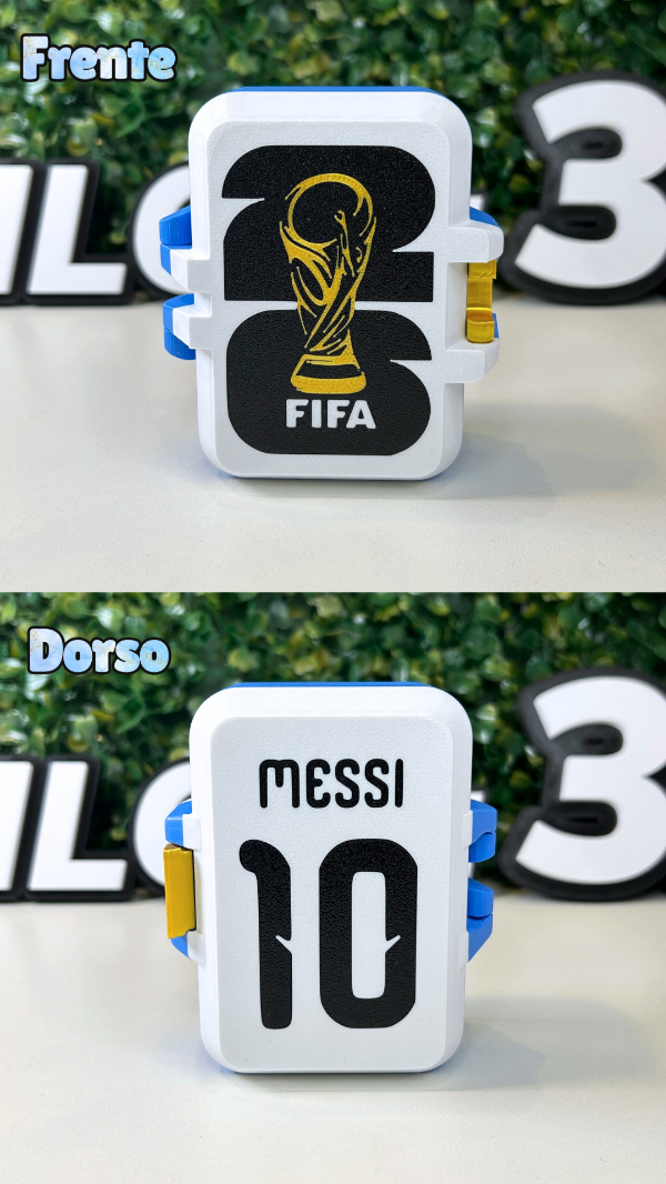 Producto - Caja Porta Figuritas Doblefaz (Logo Fifa-Messi 10) Blanco