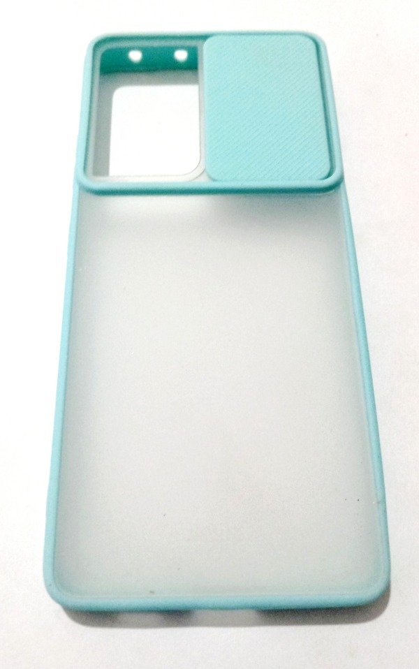Producto - Funda traslúcida con cubre cámara Celeste para Samsung S21 Ultra