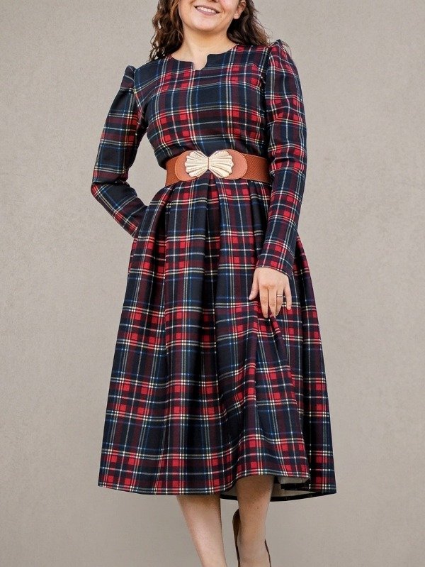 Producto - Vestido Midi Cuadrille Mangas Largas