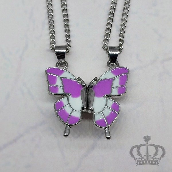 Producto - Collar para compartir Mariposa med (lila, blanco)