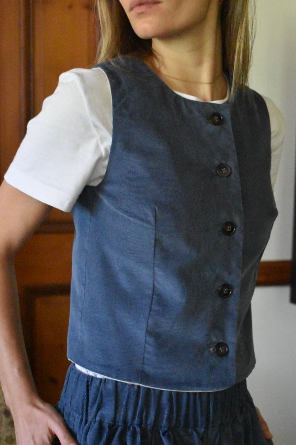 Producto - Chaleco cuello alto reversible - Beige/Azul aero