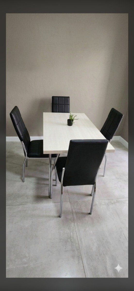 Producto - Mesa Cerdeña 1.20x0.70m/ Sillas Sevilla tapizado PREMIUM CROMADO - 1