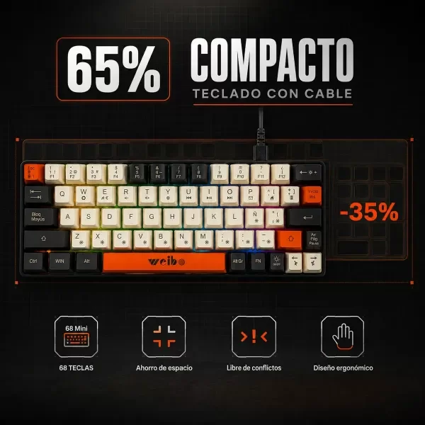 Producto - Teclado Weibo Wb-333 Compacto Gamer - 8
