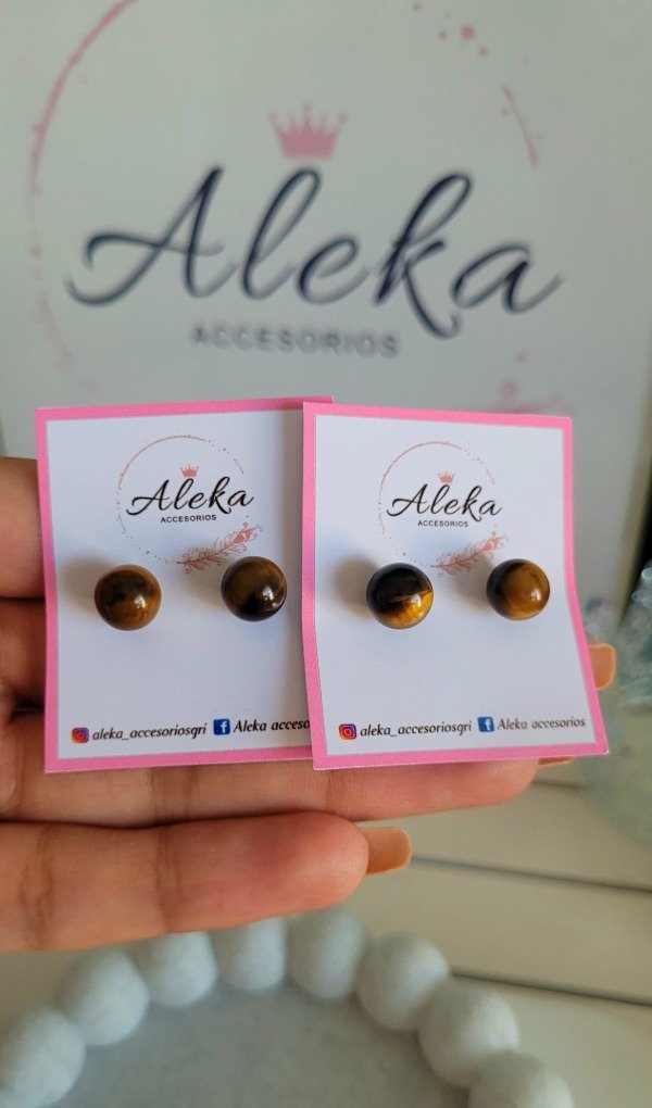 Producto - Aros pasantes piedra ojo de tigre