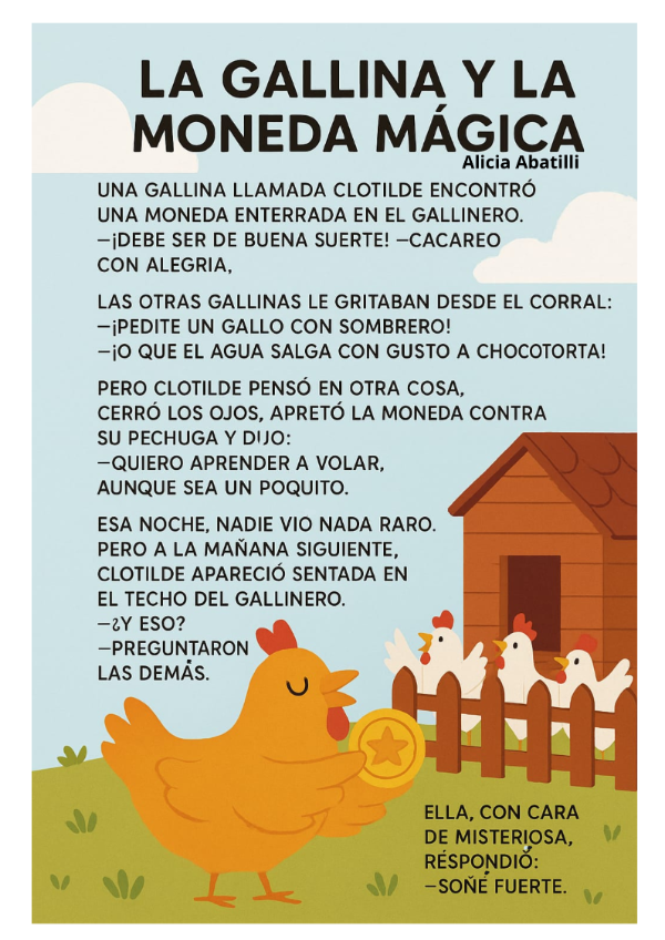 Producto - MATERIAL GRATUITO. Cuento La gallina y la moneda mágica de Alicia Abatilli