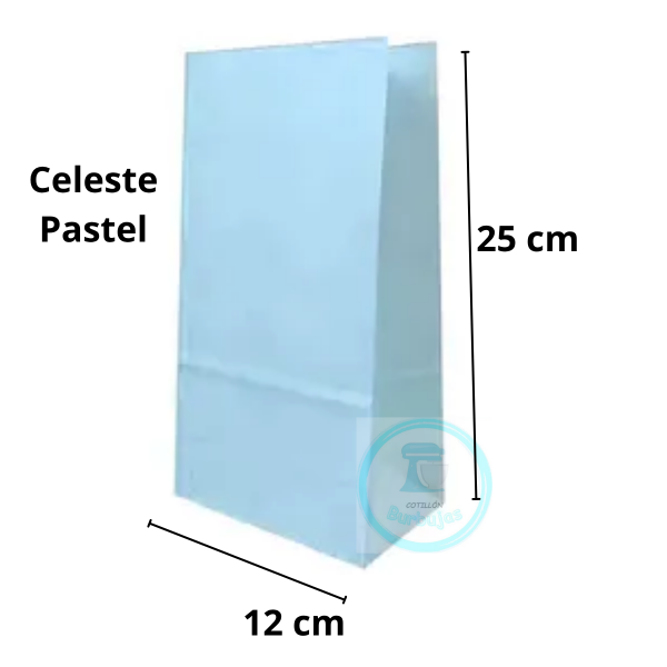 Producto - Bolsas de Papel con Fuelle Celeste Pastel x 10